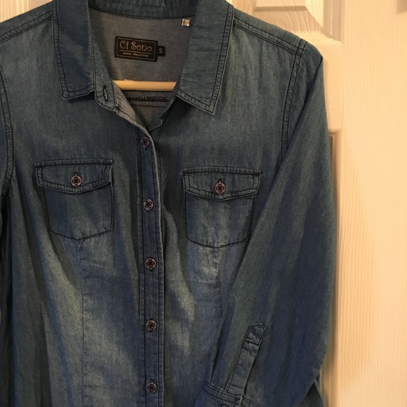 lightweight denim button up dress. - Picture 6 of 6